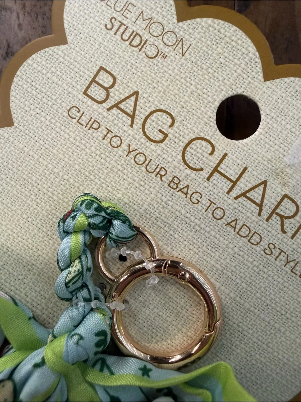 Bag charm by blue moon studios green/blue bow alcohol drinks martini wine charm